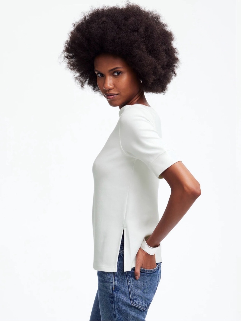 ⚪ Madewell Elbow-Sleeve Boatneck Tee ☁️
